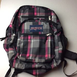 Jansport Pink, Black, & Gray Multi Pocket Backpack